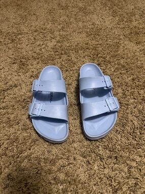 Birkenstock Two-Buckle EVA Slide Sandals in Light Blue
